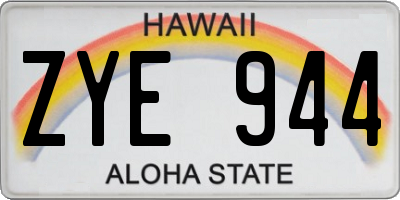 HI license plate ZYE944