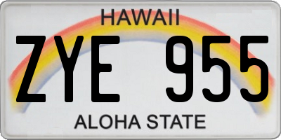 HI license plate ZYE955