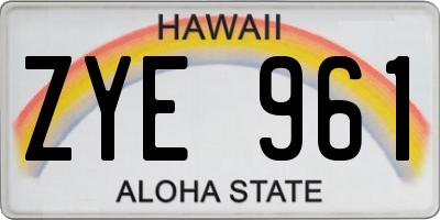 HI license plate ZYE961