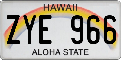 HI license plate ZYE966
