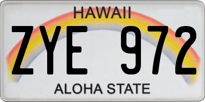 HI license plate ZYE972