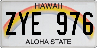 HI license plate ZYE976