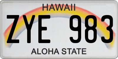 HI license plate ZYE983