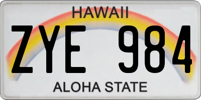 HI license plate ZYE984