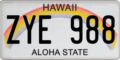 HI license plate ZYE988