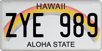 HI license plate ZYE989