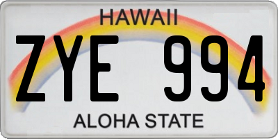 HI license plate ZYE994