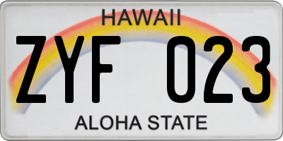 HI license plate ZYF023