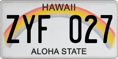 HI license plate ZYF027