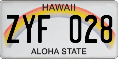 HI license plate ZYF028