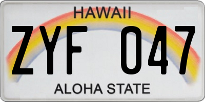 HI license plate ZYF047