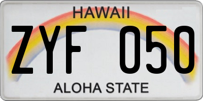 HI license plate ZYF050