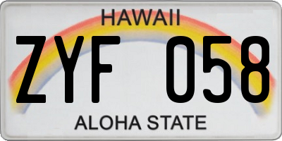 HI license plate ZYF058