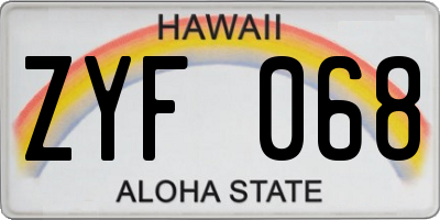 HI license plate ZYF068