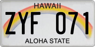 HI license plate ZYF071
