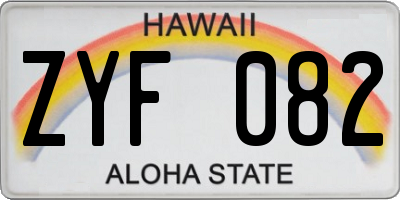 HI license plate ZYF082