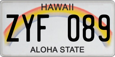HI license plate ZYF089