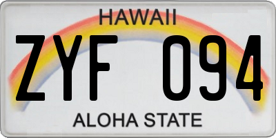 HI license plate ZYF094