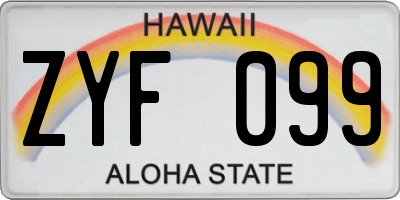 HI license plate ZYF099