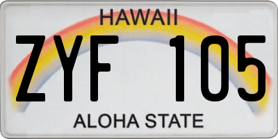 HI license plate ZYF105