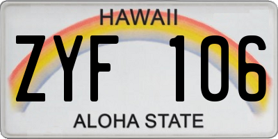 HI license plate ZYF106