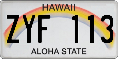 HI license plate ZYF113