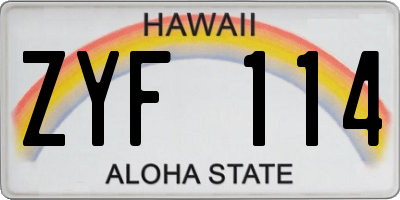 HI license plate ZYF114