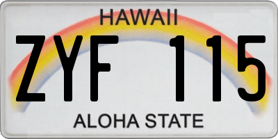 HI license plate ZYF115