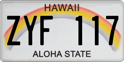 HI license plate ZYF117
