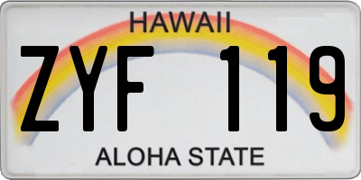 HI license plate ZYF119