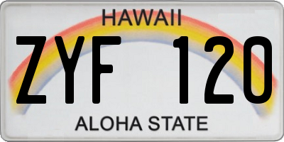 HI license plate ZYF120