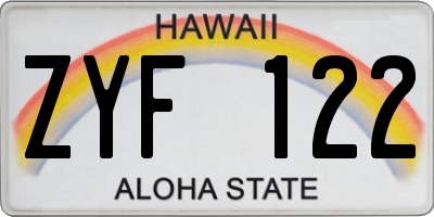 HI license plate ZYF122