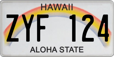 HI license plate ZYF124