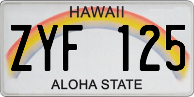HI license plate ZYF125