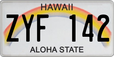 HI license plate ZYF142