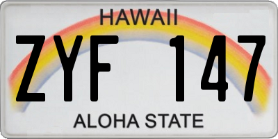 HI license plate ZYF147