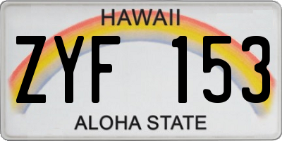 HI license plate ZYF153