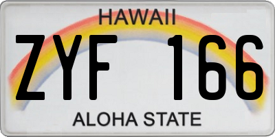 HI license plate ZYF166