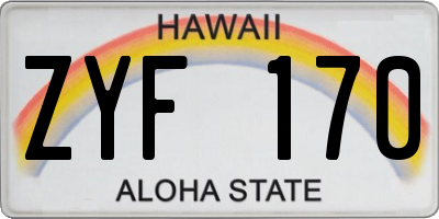 HI license plate ZYF170