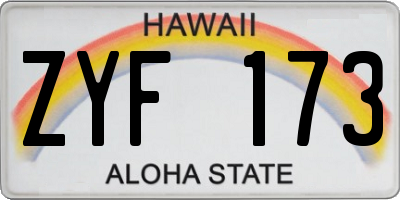 HI license plate ZYF173