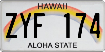 HI license plate ZYF174