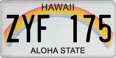 HI license plate ZYF175