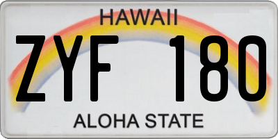 HI license plate ZYF180