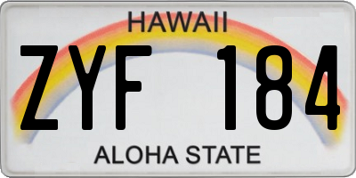 HI license plate ZYF184