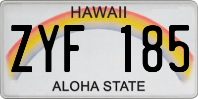 HI license plate ZYF185