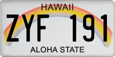 HI license plate ZYF191