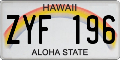 HI license plate ZYF196