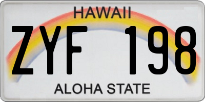 HI license plate ZYF198