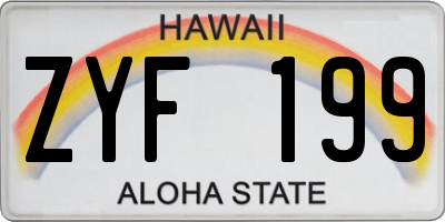 HI license plate ZYF199