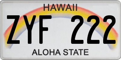 HI license plate ZYF222